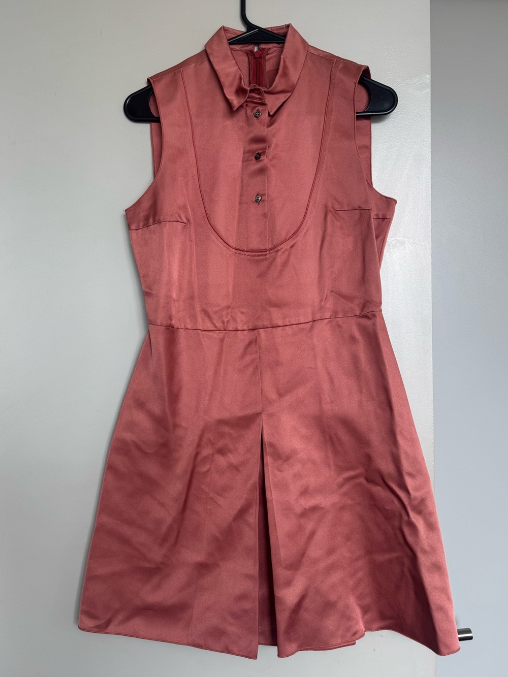 Jil Sander Navy Silk Sleeveless Dress in Vintage Pink Copper Size EU 36 (US 4)